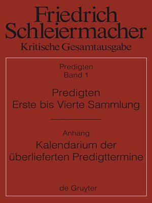 cover image of Predigten. Erste bis Vierte Sammlung (1801-1820) mit den Varianten der Neuauflagen (1806-1826)